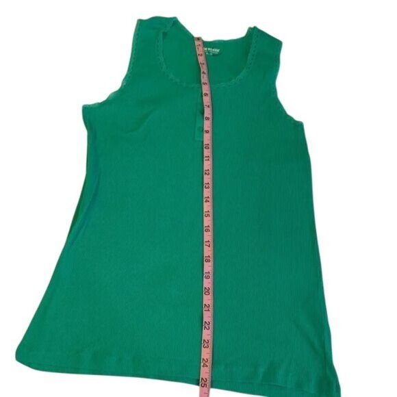 Joe Boxer Womens Green Ribbed Tank Top Lace Trim Sleeveless XL 100% Cotton Casua - Picture 5 of 6